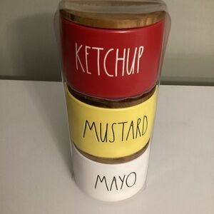 Rae Dunn ketchup, mustard, mayo stacker